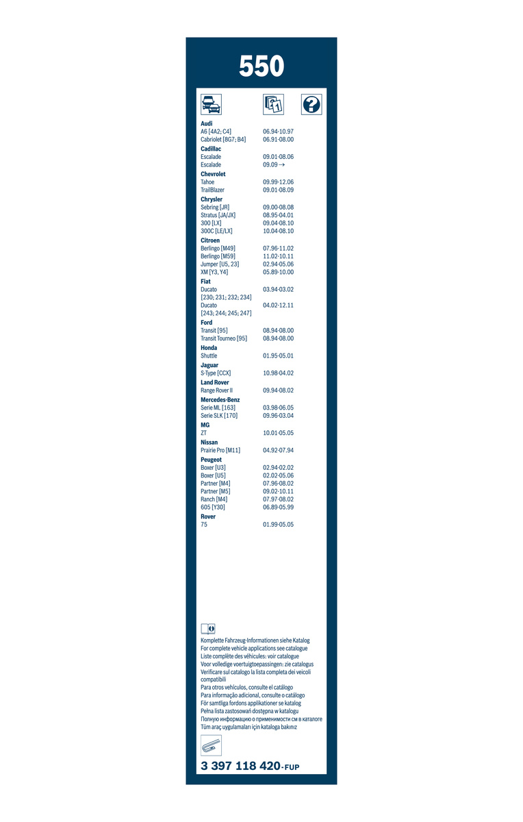 Bosch Ruitenwisserblad 3 397 118 420