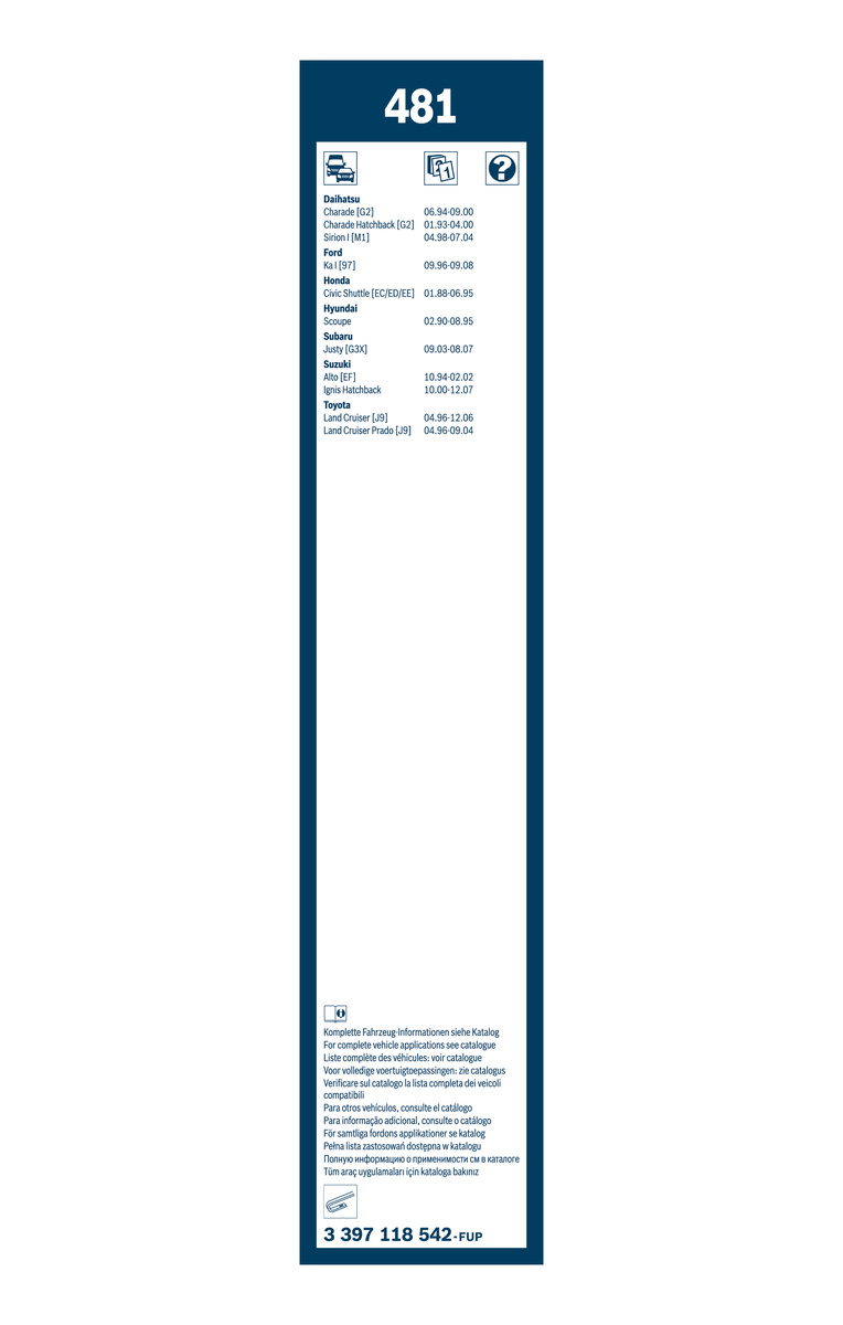 Bosch Ruitenwisserblad 3 397 118 542