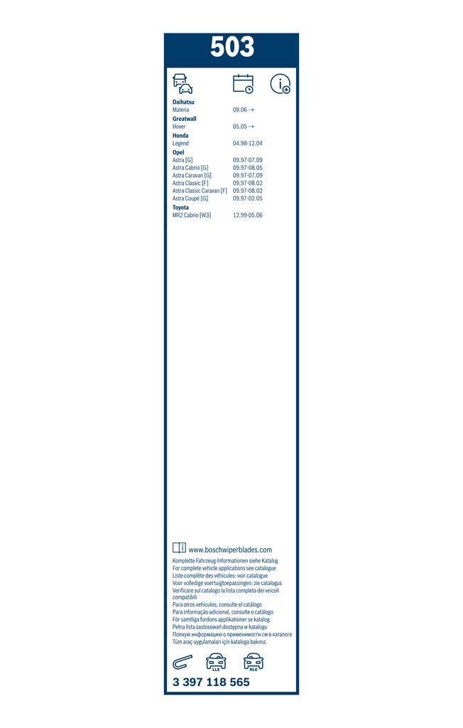 Bosch Ruitenwisserblad 3 397 118 565