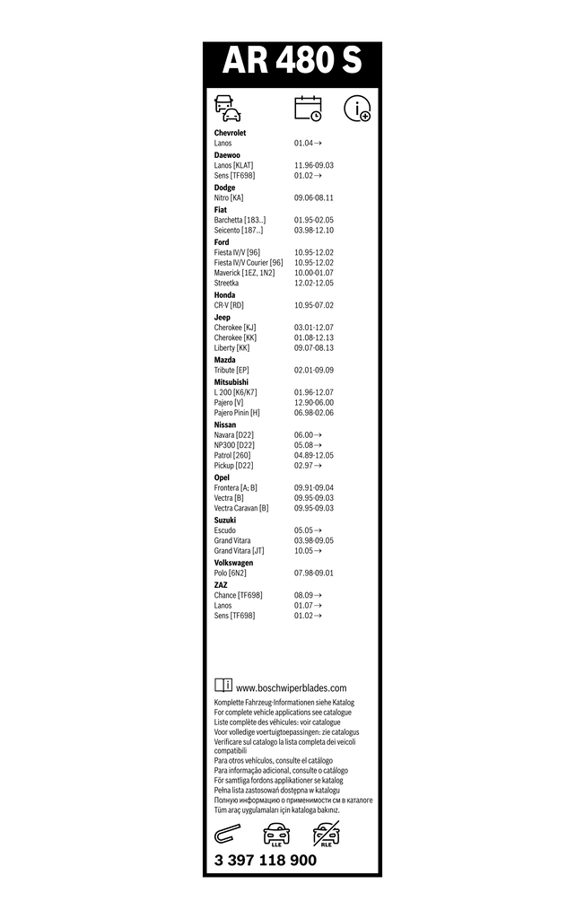 Bosch Ruitenwisserblad 3 397 118 900