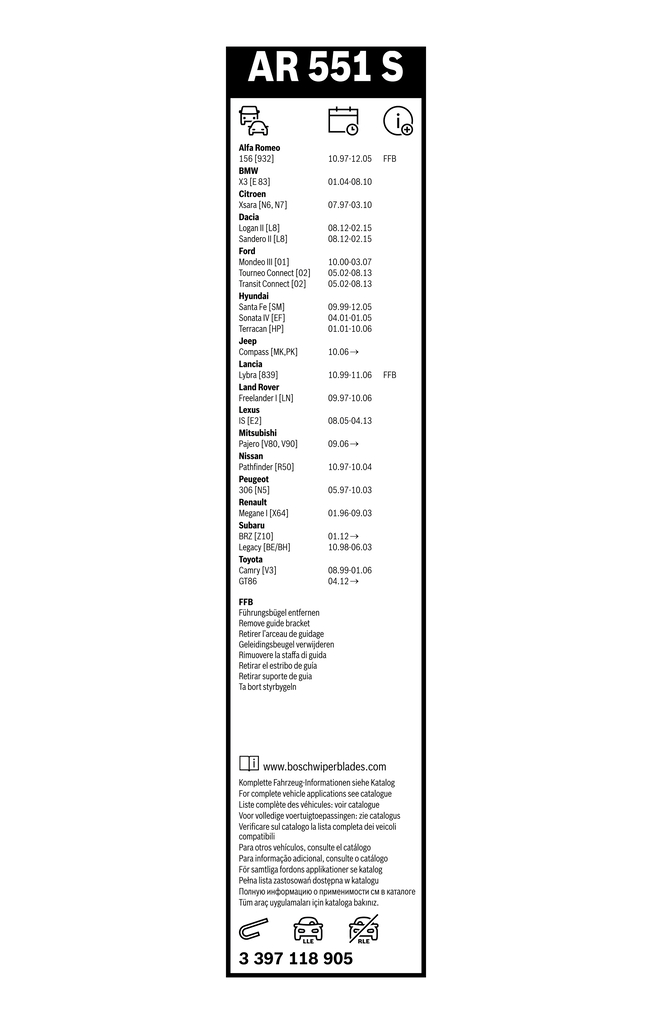 Bosch Ruitenwisserblad 3 397 118 905