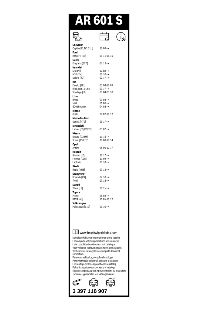 Bosch Ruitenwisserblad 3 397 118 907