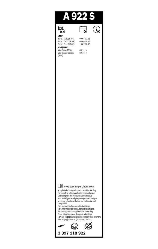 Bosch Ruitenwisserblad 3 397 118 922
