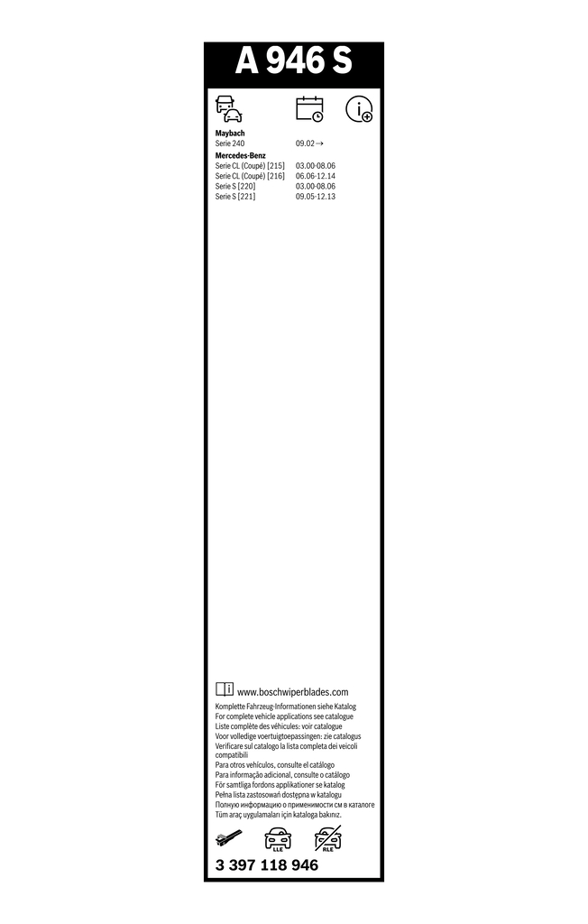 Bosch Ruitenwisserblad 3 397 118 946