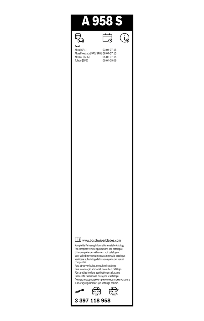 Bosch Ruitenwisserblad 3 397 118 958