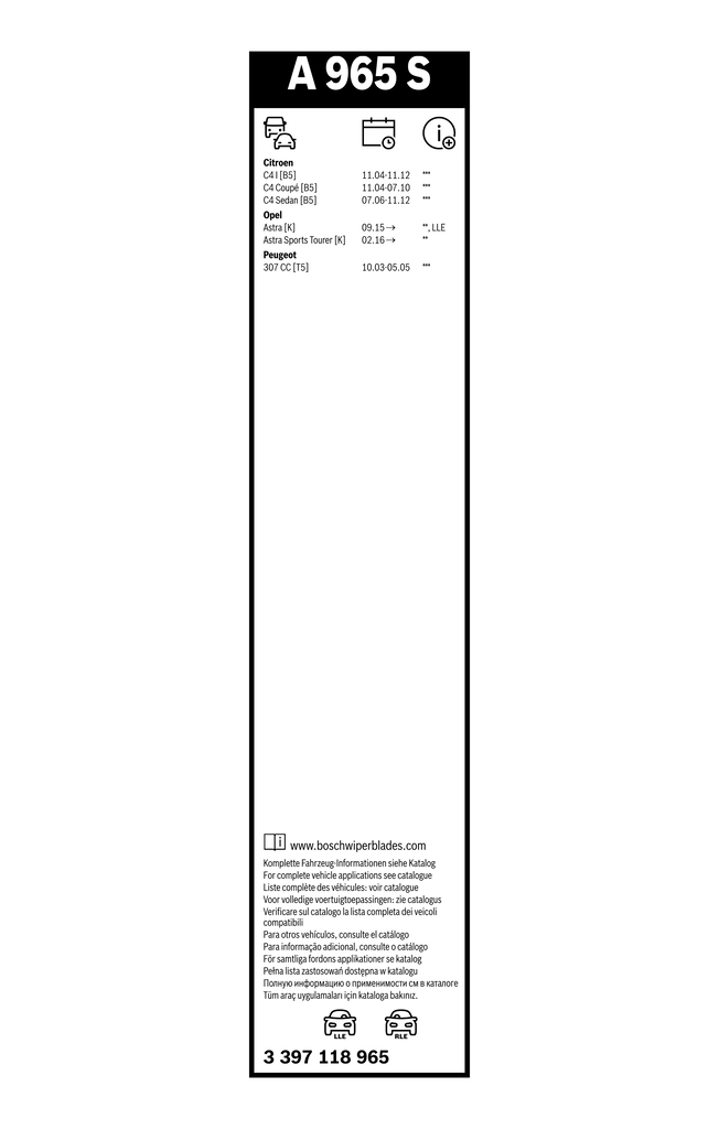 Bosch Ruitenwisserblad 3 397 118 965