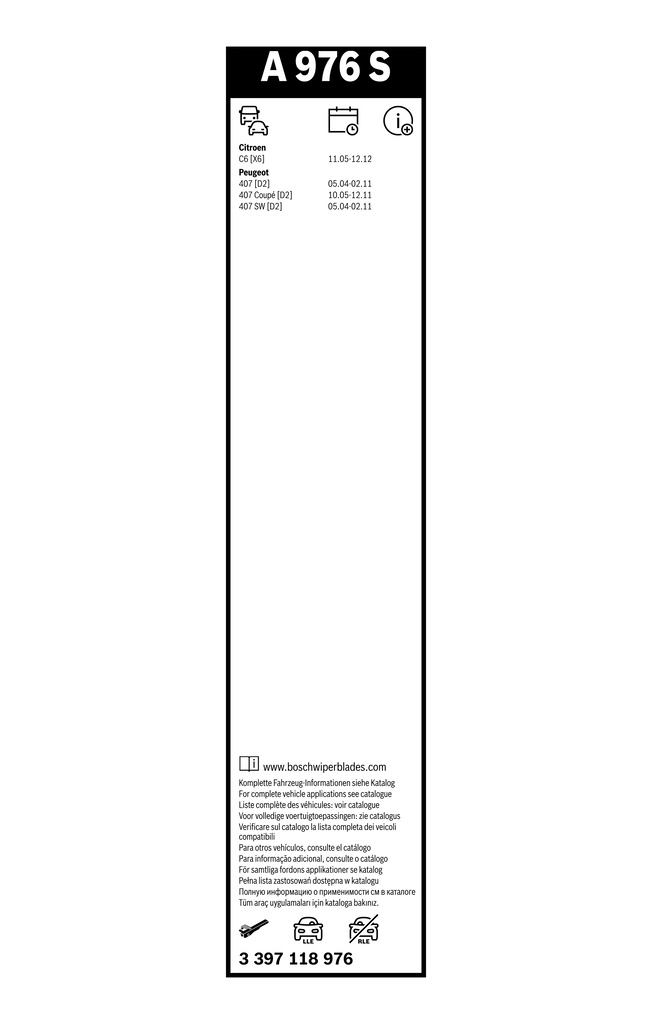 Bosch Ruitenwisserblad 3 397 118 976