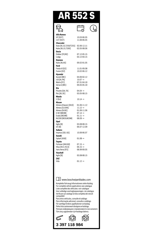 Bosch Ruitenwisserblad 3 397 118 984