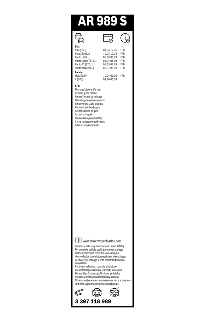 Bosch Ruitenwisserblad 3 397 118 989