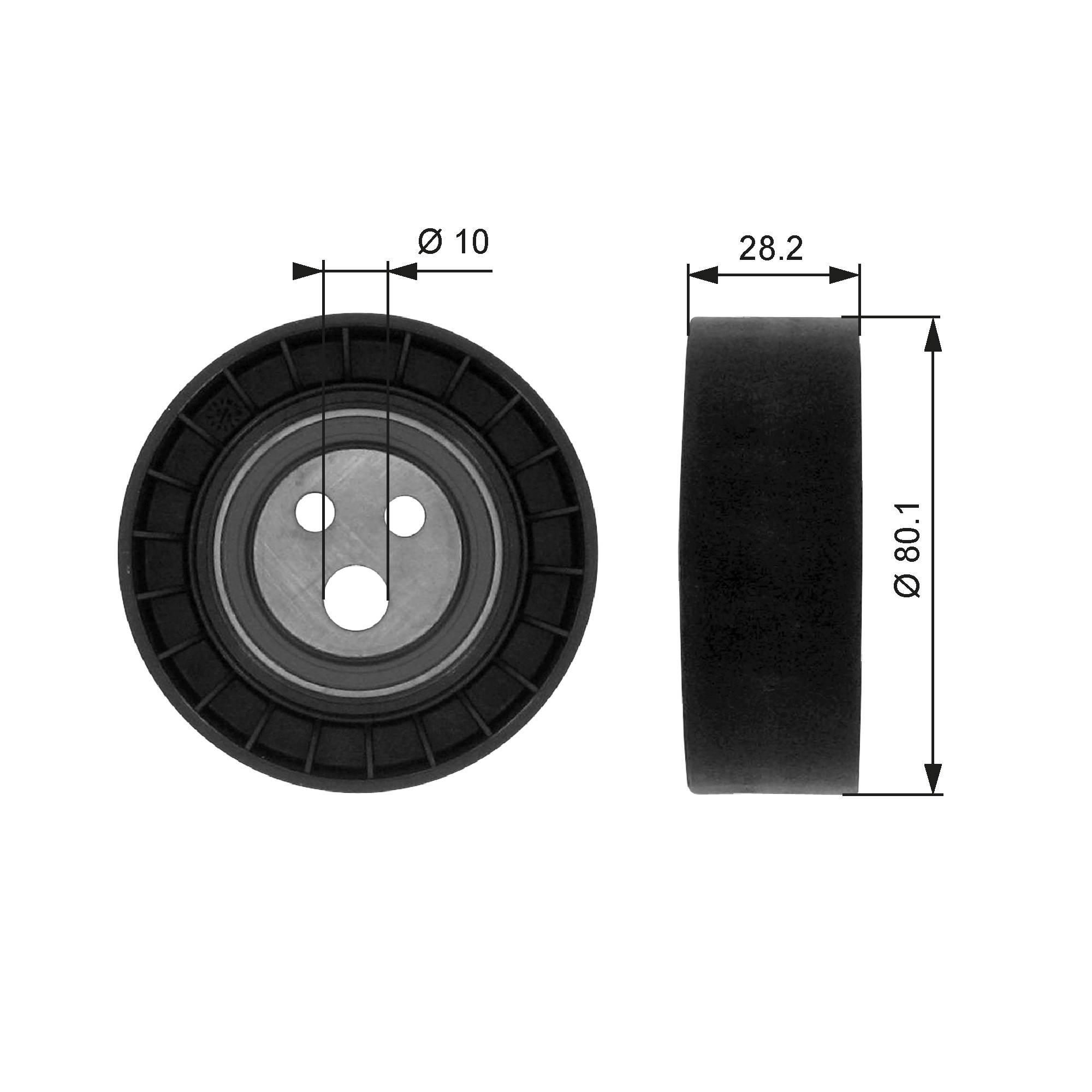 Geleiderol (poly) V-riem Gates T36016