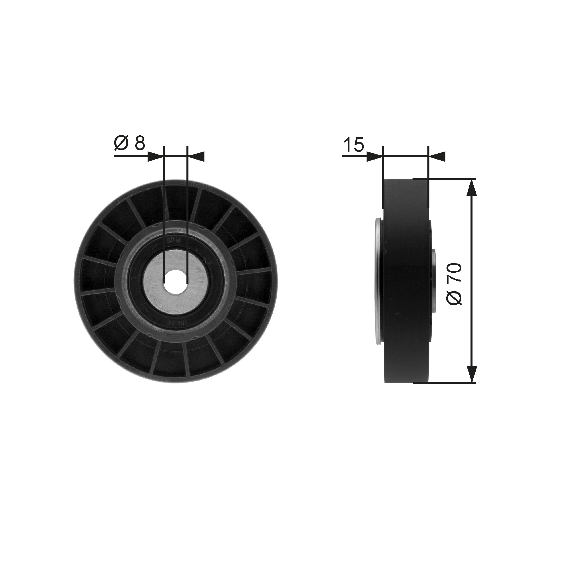 Geleiderol (poly) V-riem Gates T36214