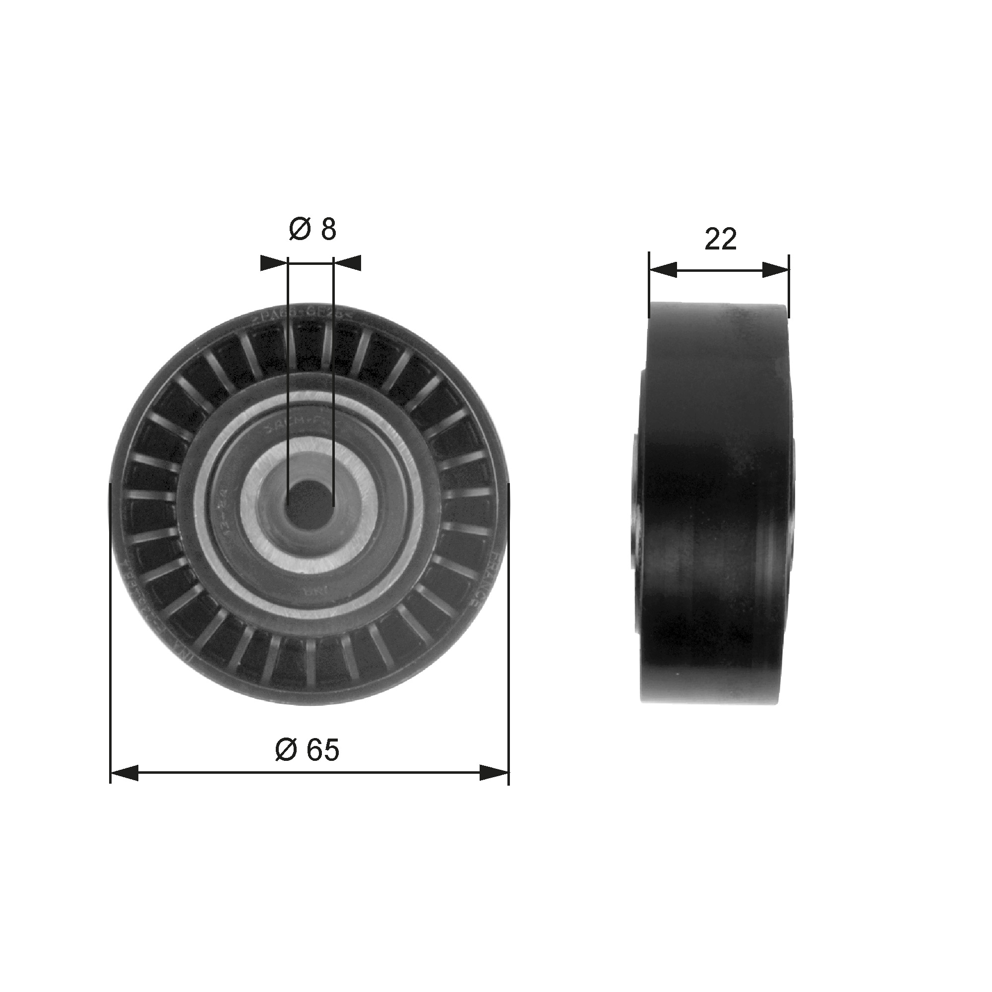 Geleiderol (poly) V-riem Gates T36258