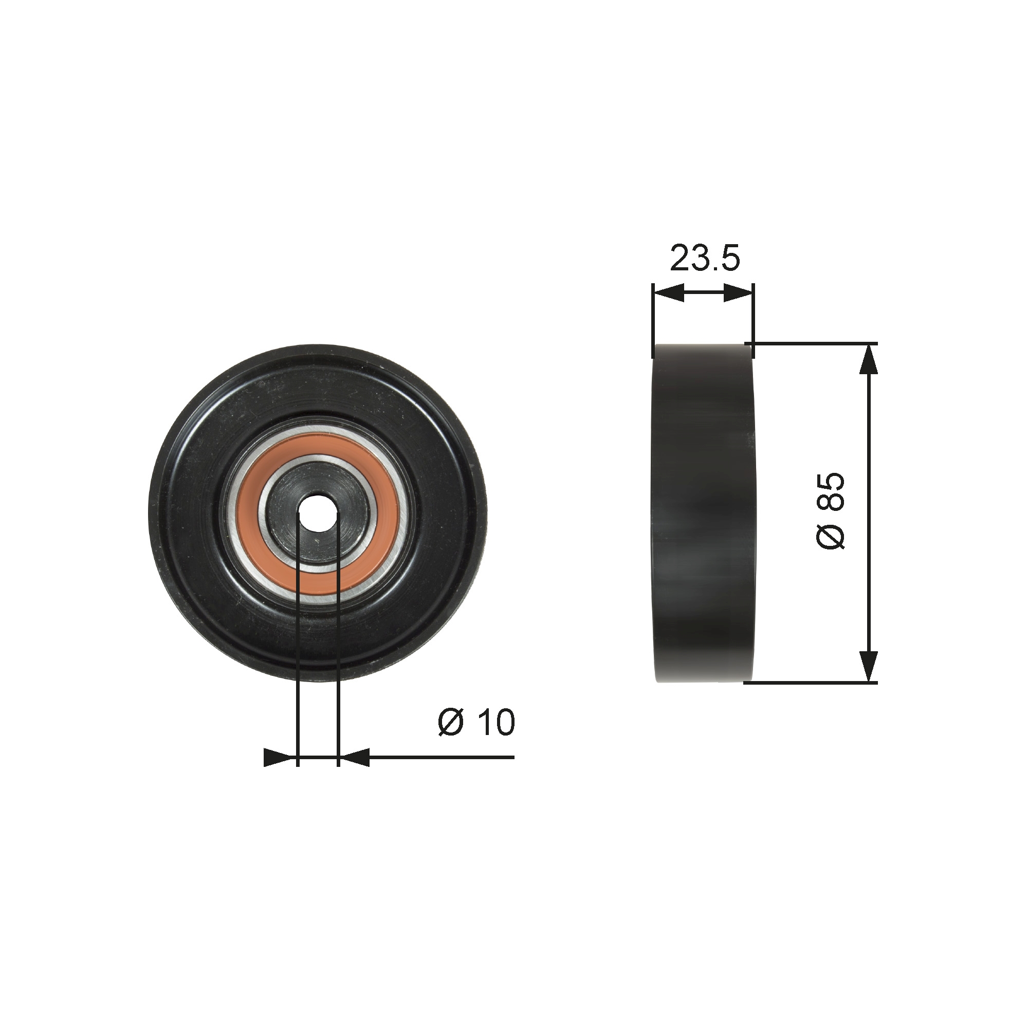 Geleiderol (poly) V-riem Gates T36274