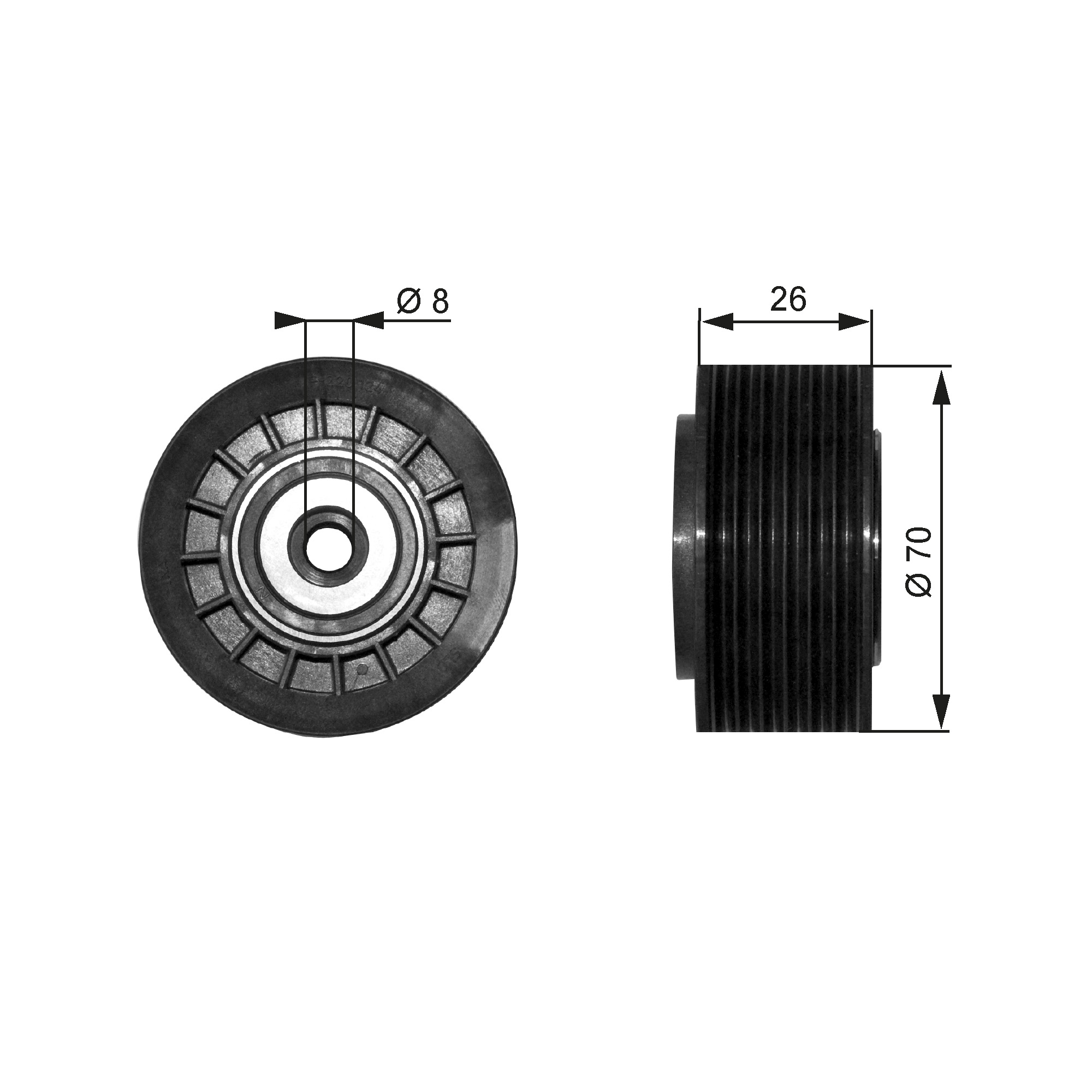 Geleiderol (poly) V-riem Gates T36304