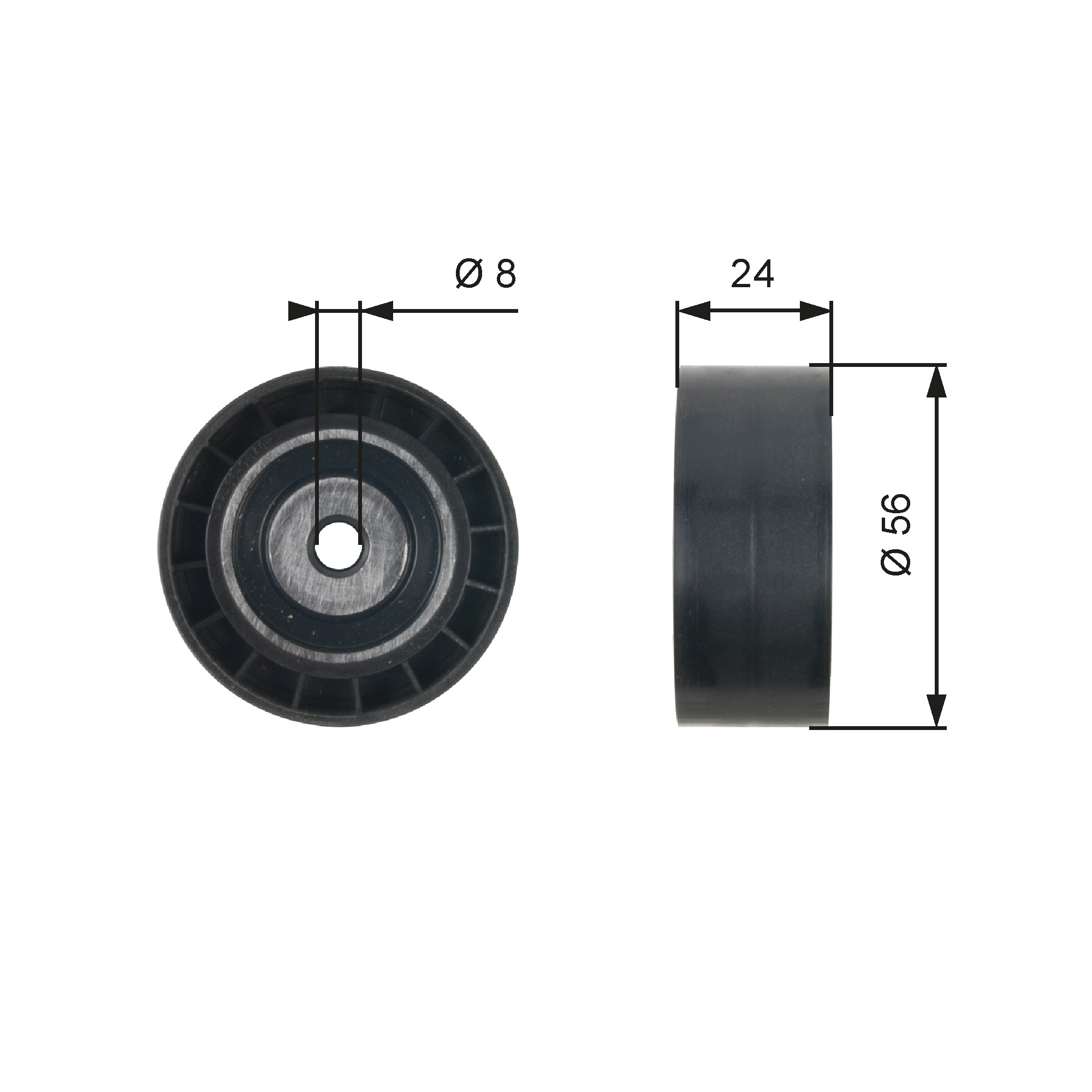 Geleiderol (poly) V-riem Gates T36362