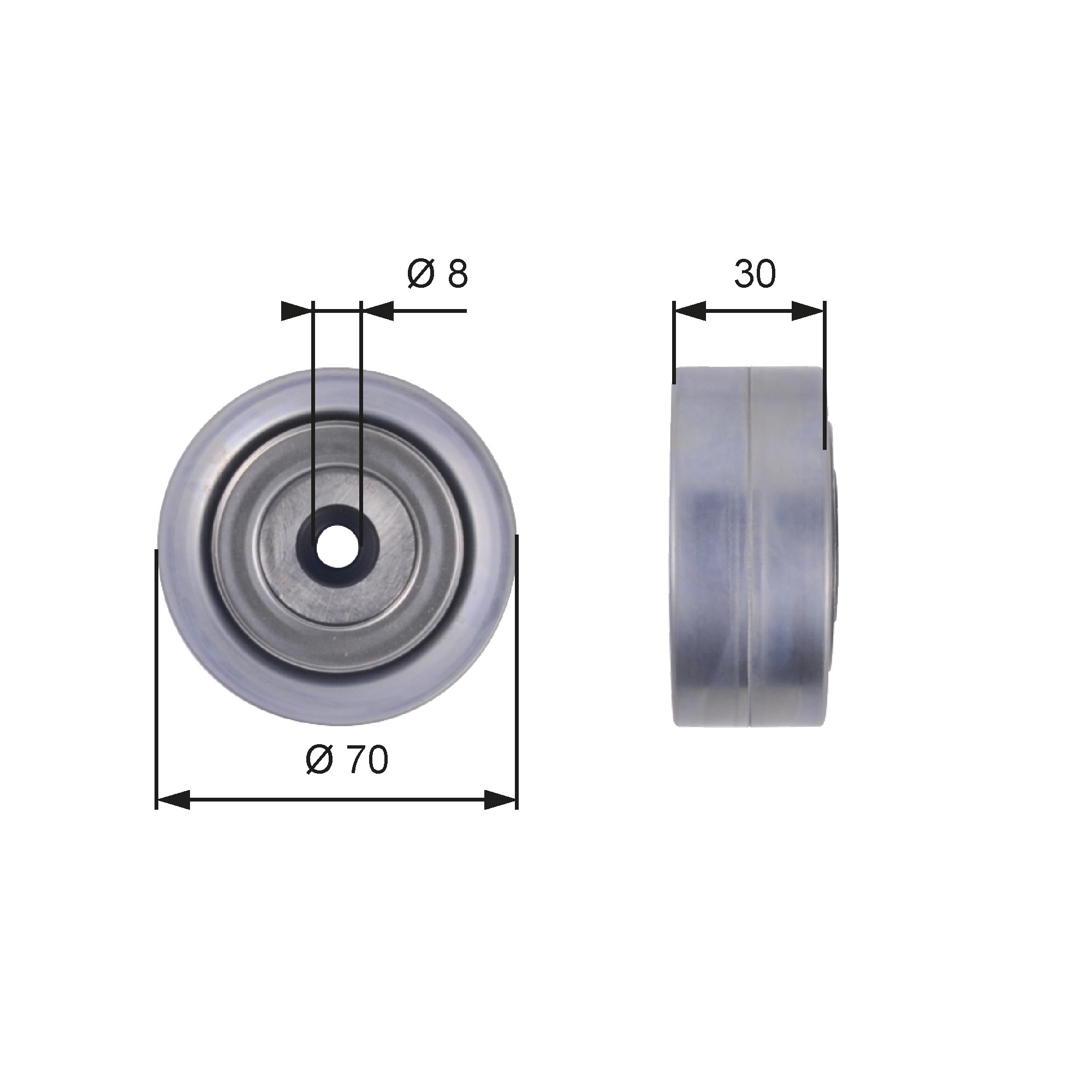 Geleiderol (poly) V-riem Gates T36386