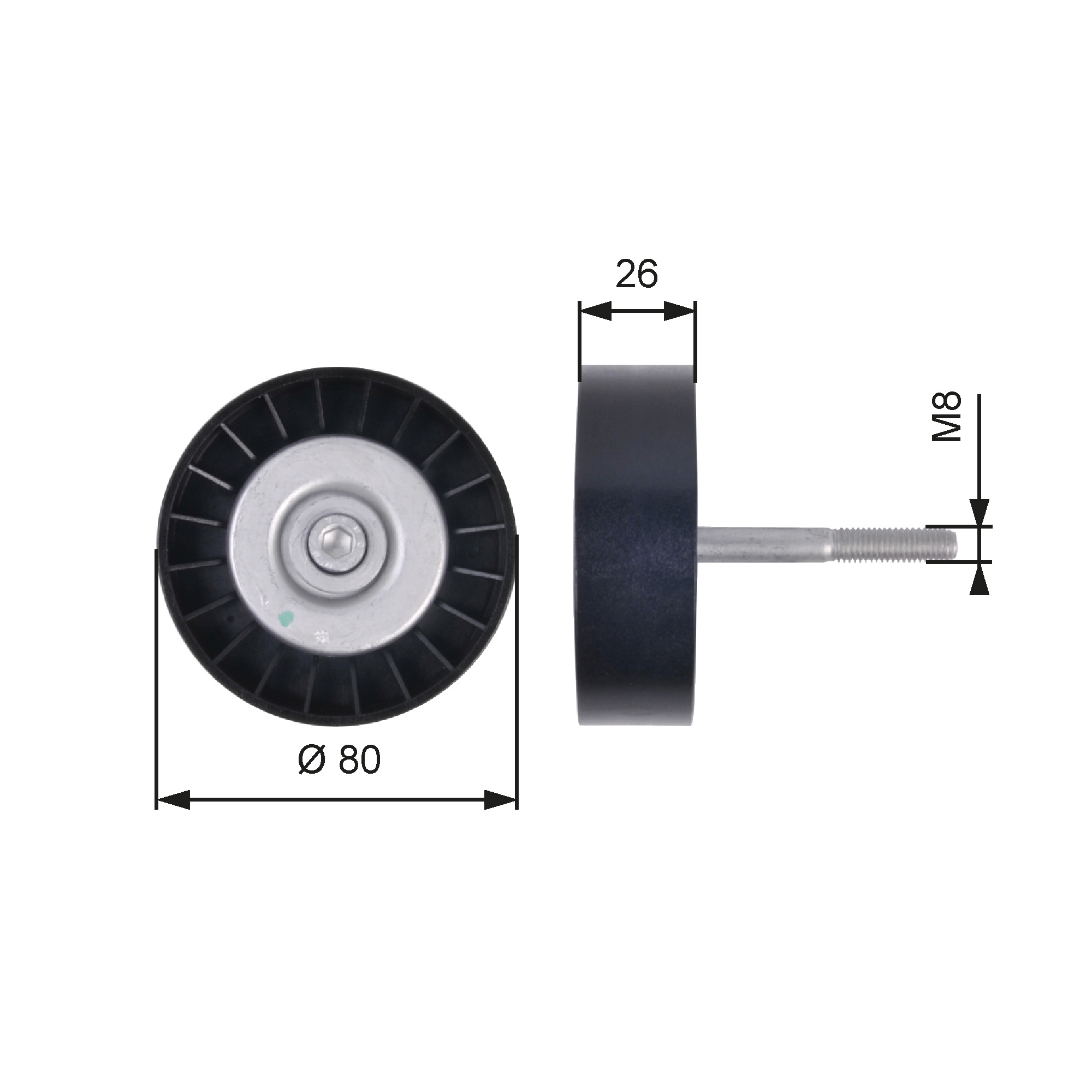 Geleiderol (poly) V-riem Gates T36399