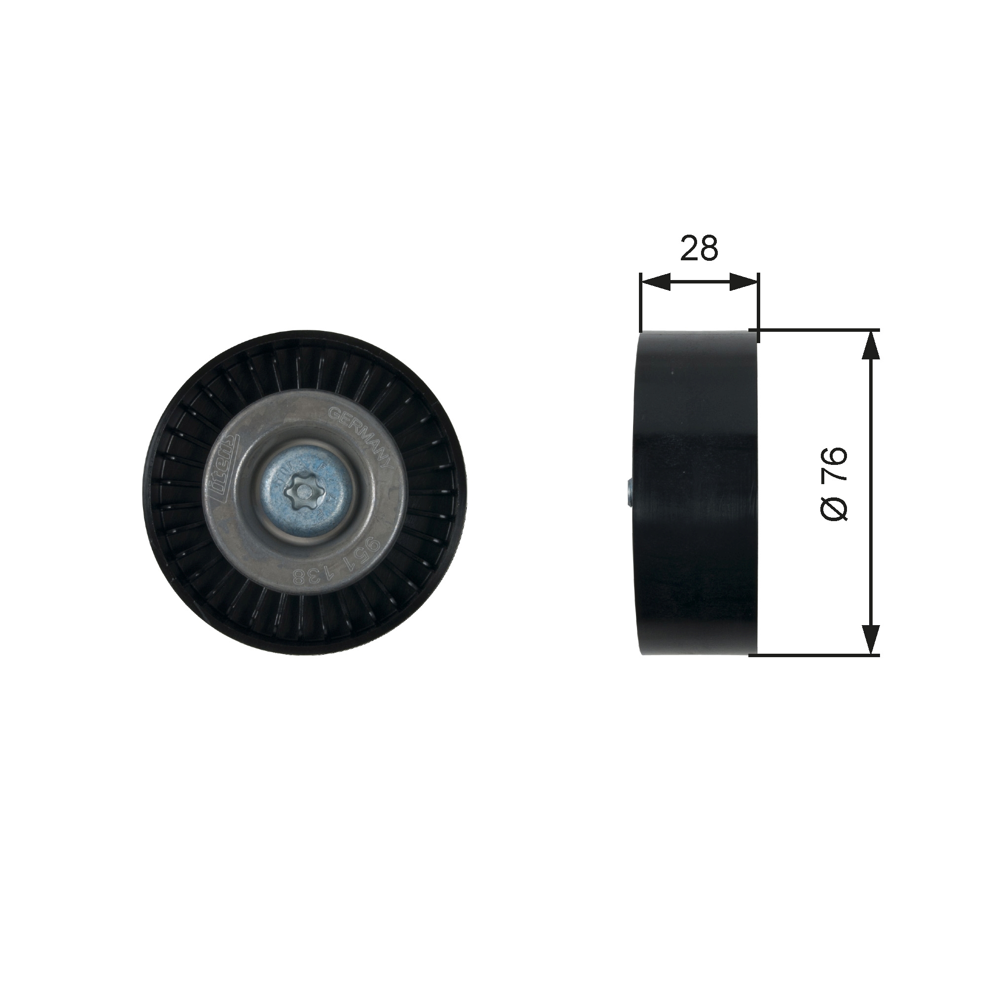 Geleiderol (poly) V-riem Gates T36423