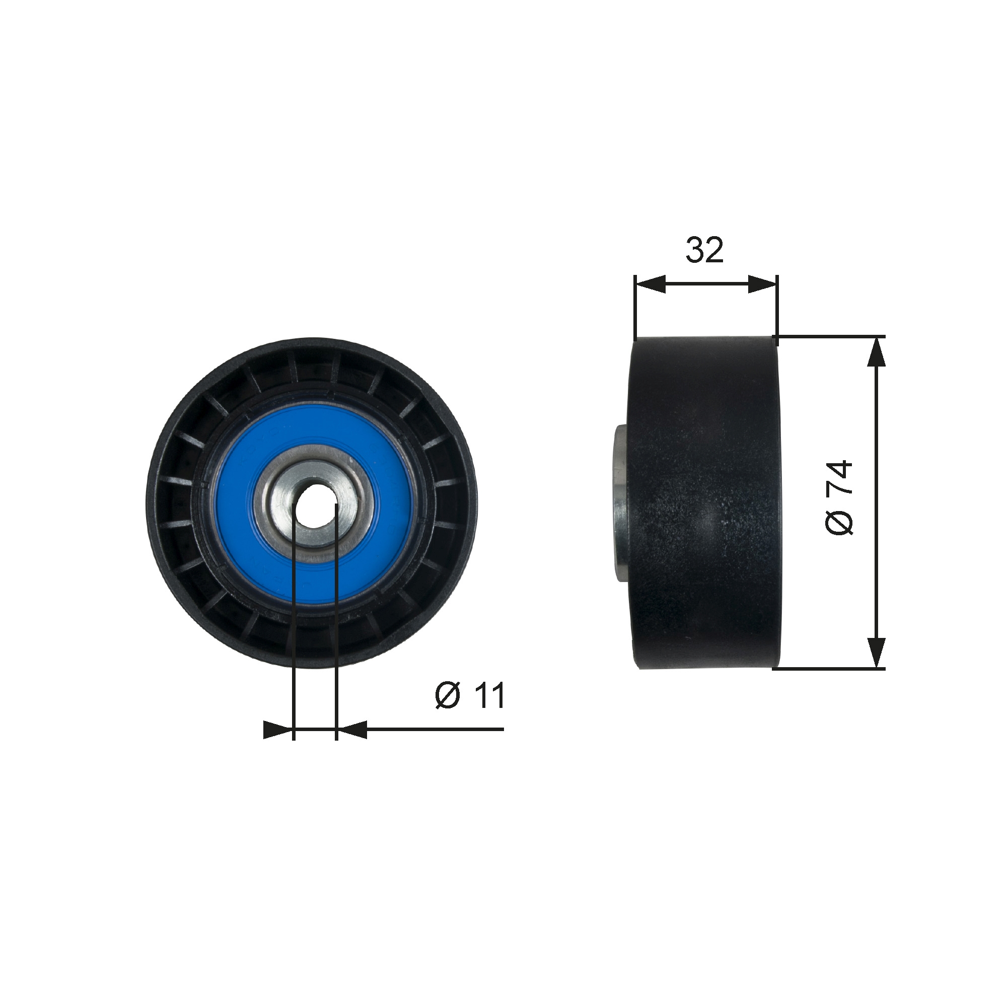 Geleiderol (poly) V-riem Gates T36518