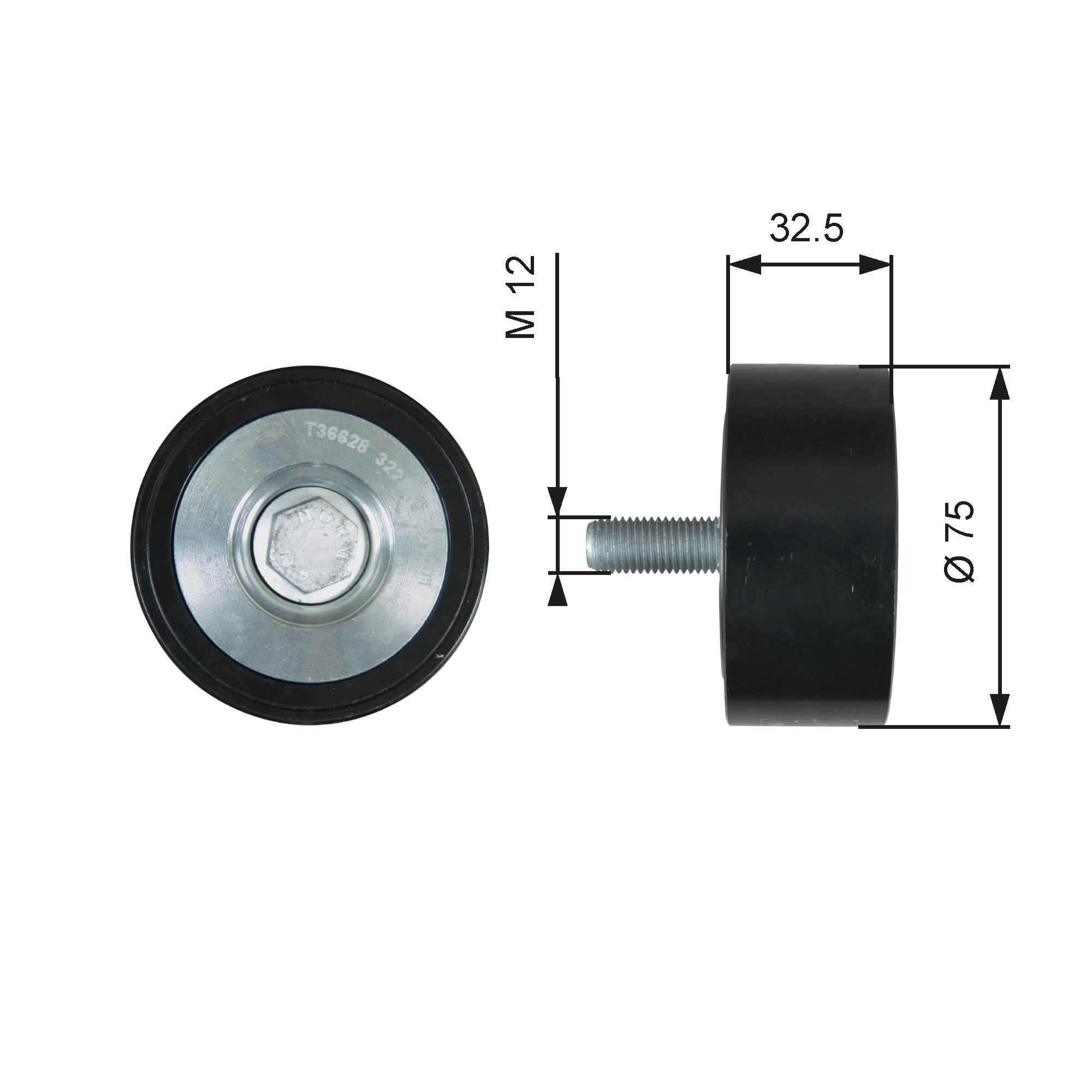 Geleiderol (poly) V-riem Gates T36628