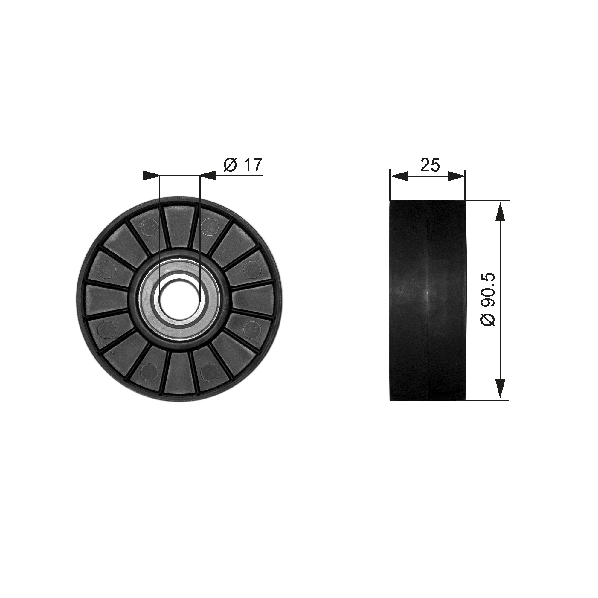 Geleiderol (poly) V-riem Gates T38007