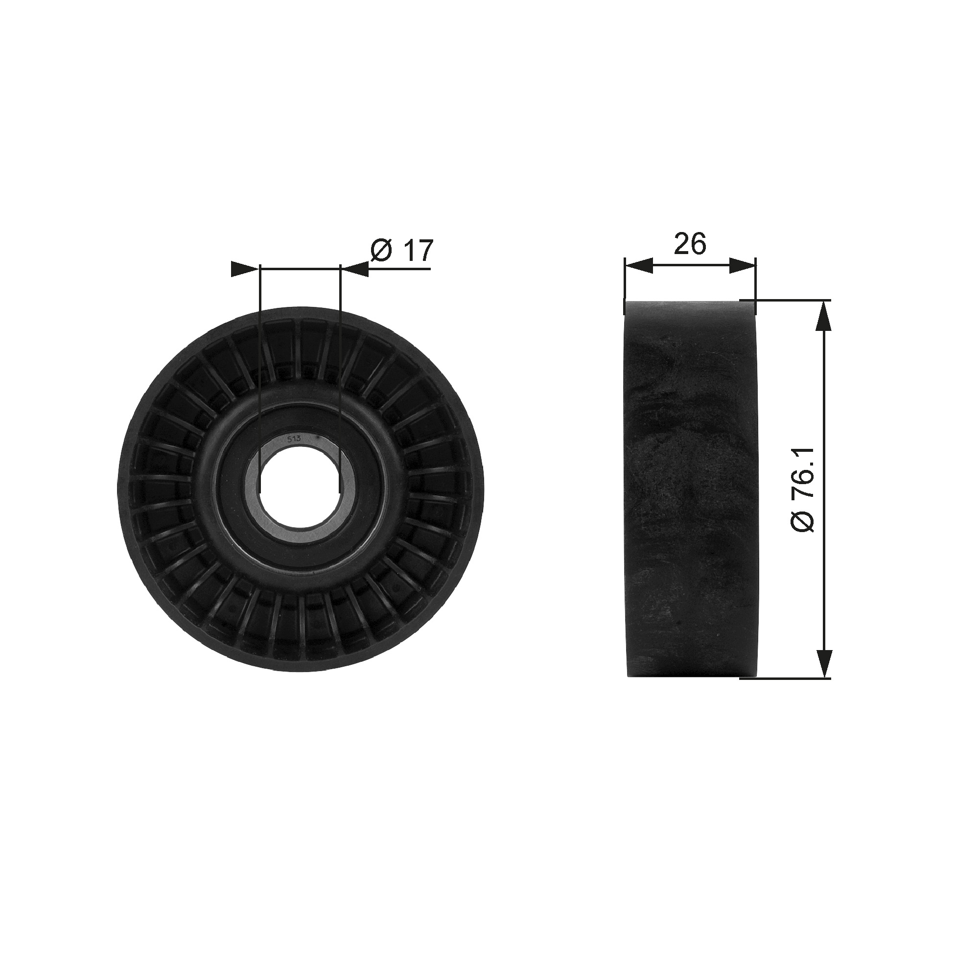 Geleiderol (poly) V-riem Gates T38015