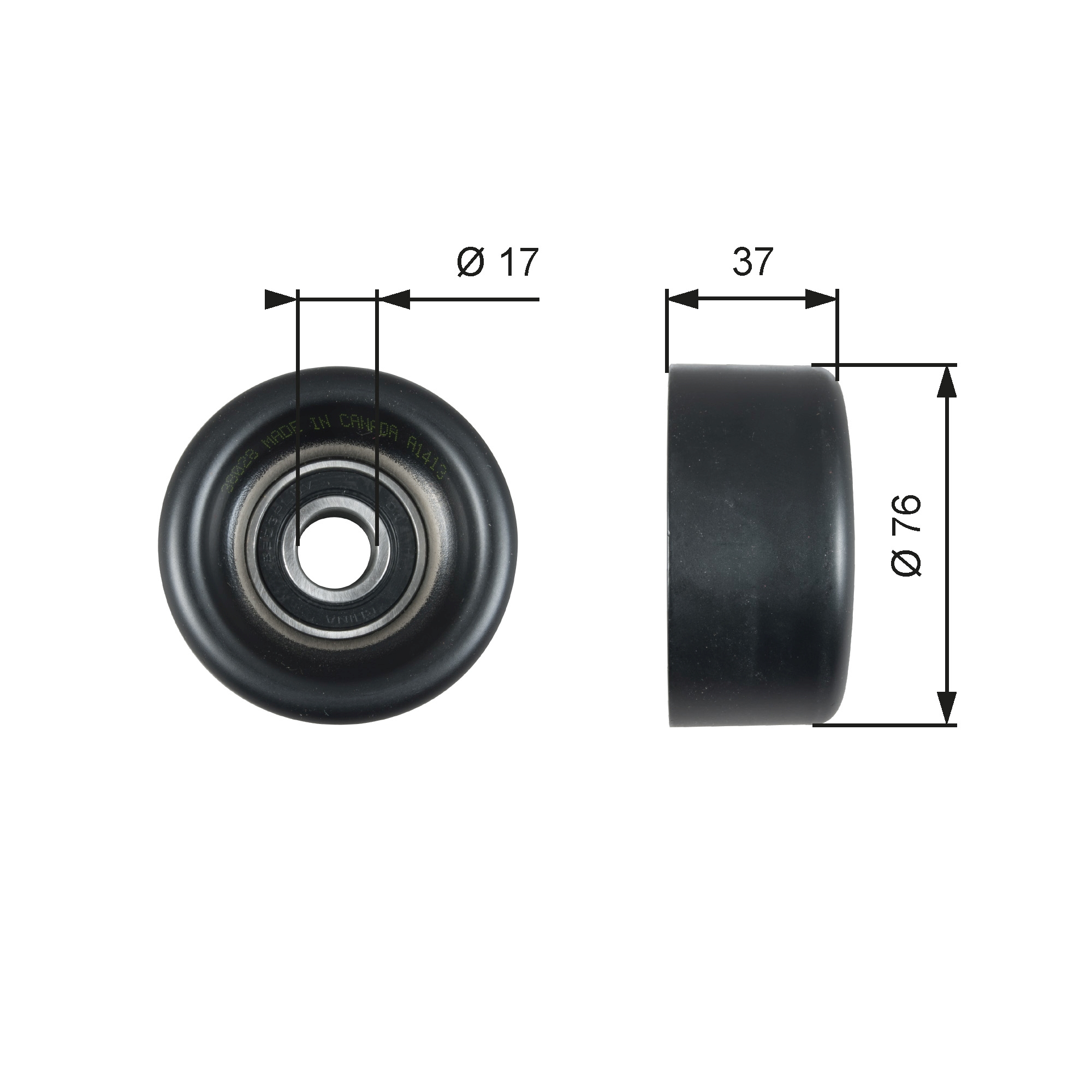 Geleiderol (poly) V-riem Gates T38028