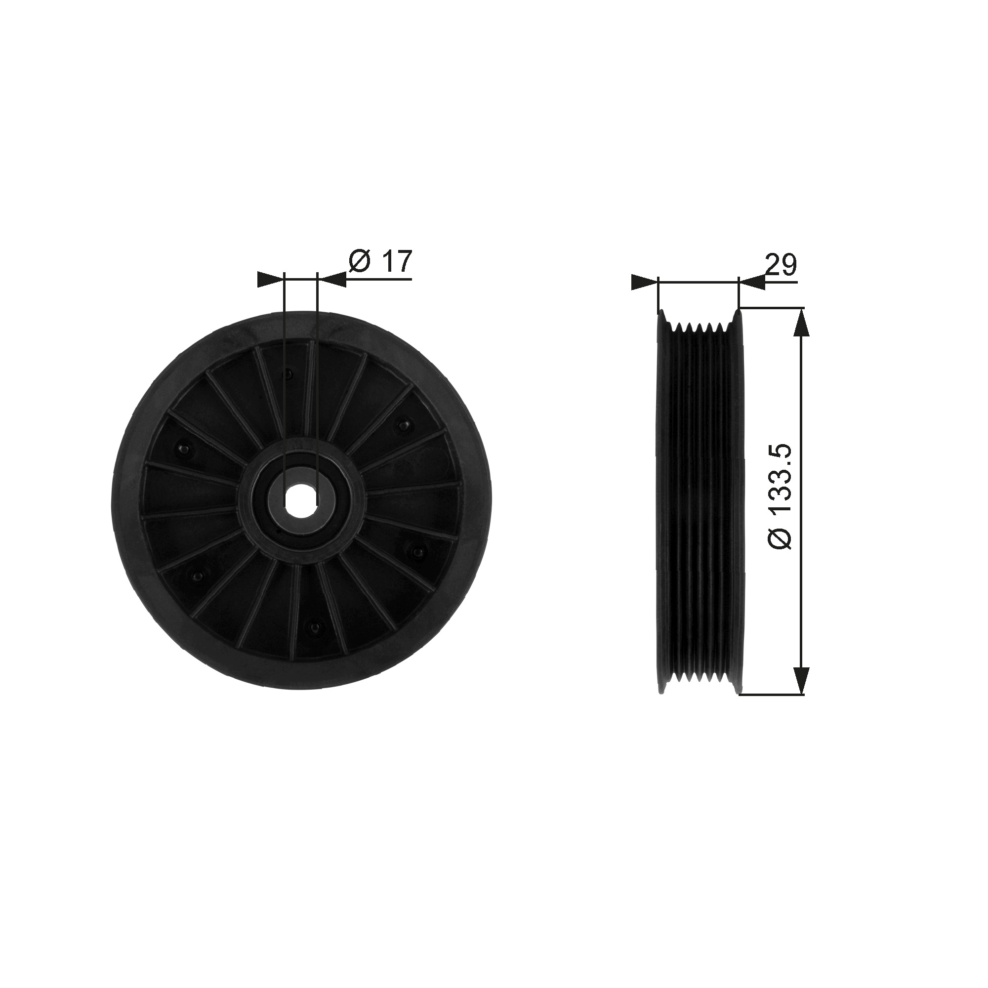 Geleiderol (poly) V-riem Gates T38034