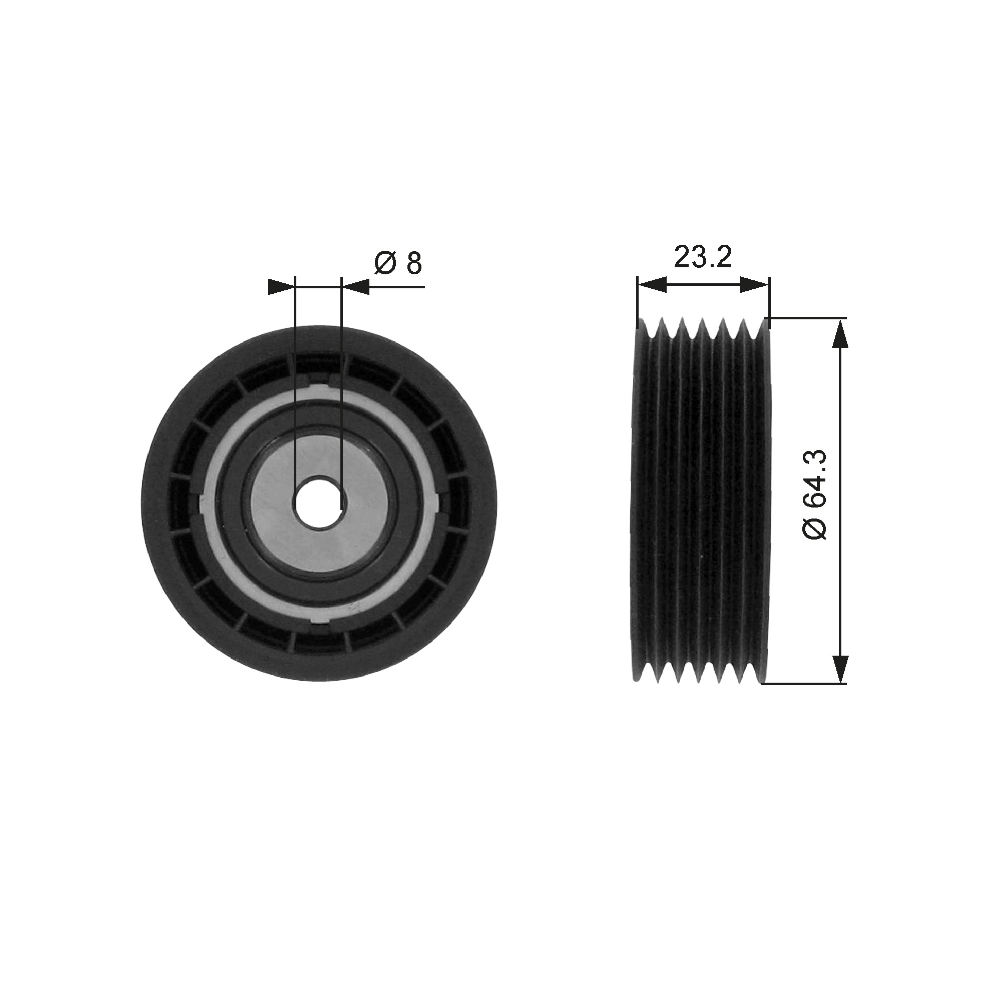 Geleiderol (poly) V-riem Gates T38083