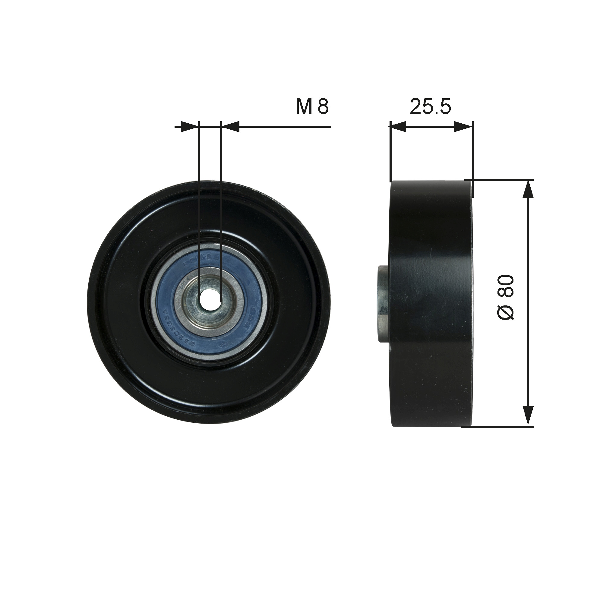 Geleiderol (poly) V-riem Gates T38089