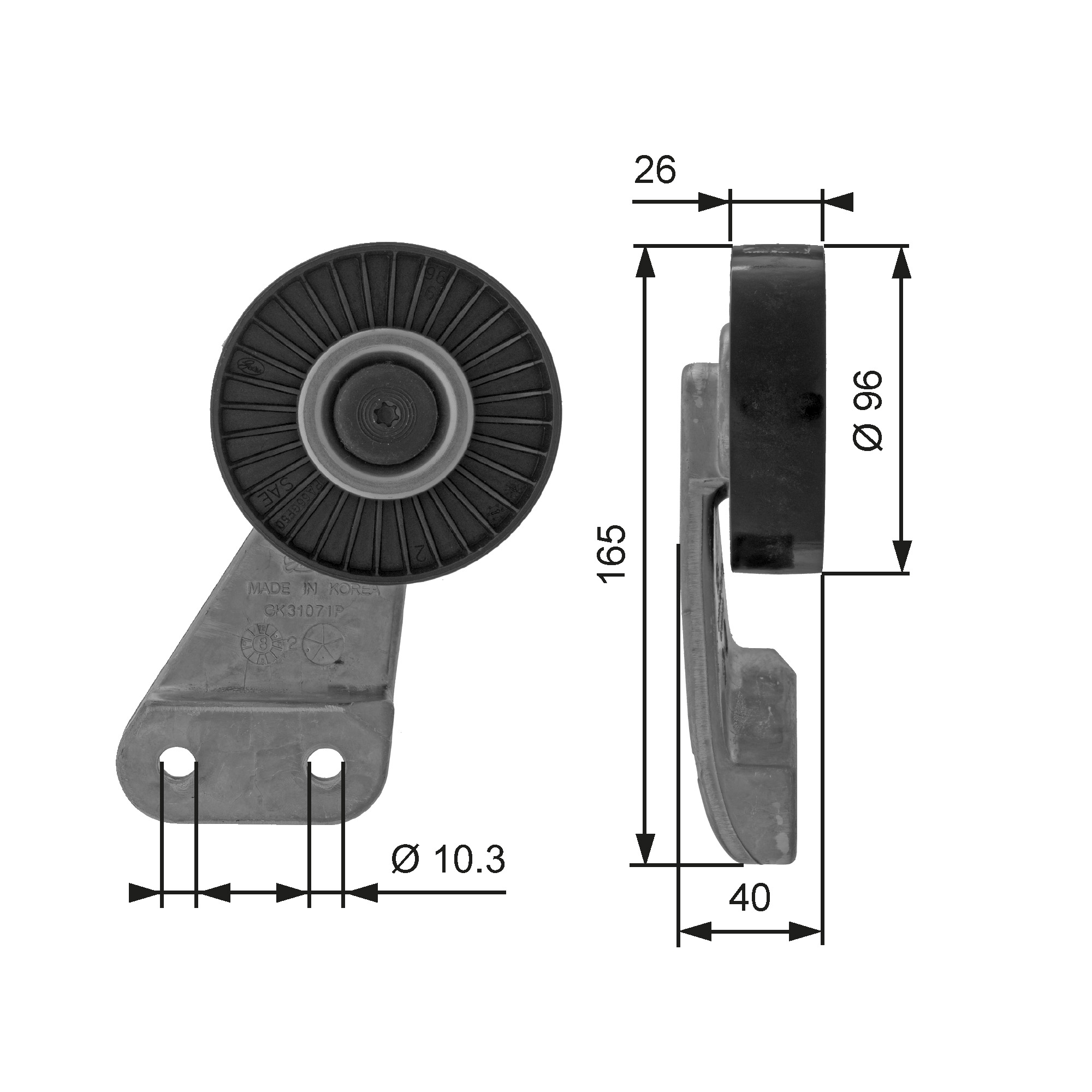 Geleiderol (poly) V-riem Gates T38461