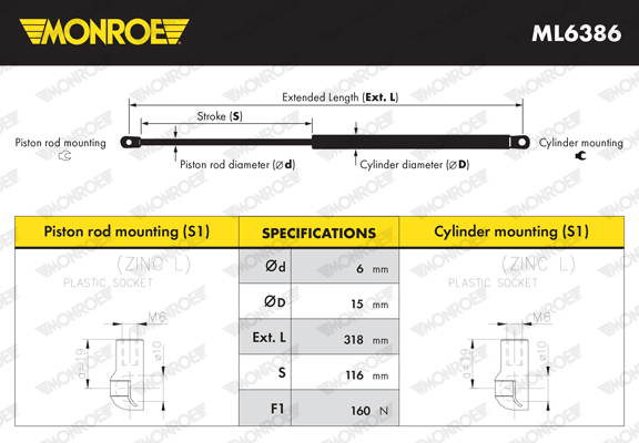 Monroe Gasdemper, Achterruit ML6386