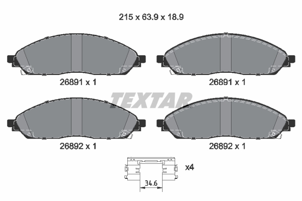 Textar Remblokkenset, schijfrem 2689101