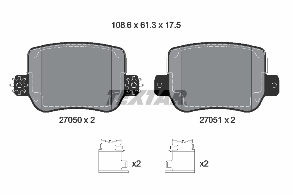 Remblokkenset, schijfrem Textar 2705001