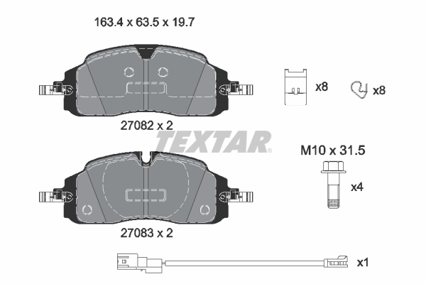 Remblokkenset, schijfrem Textar 2708201