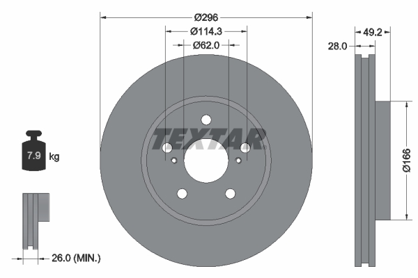 Remschijven Textar 92135800