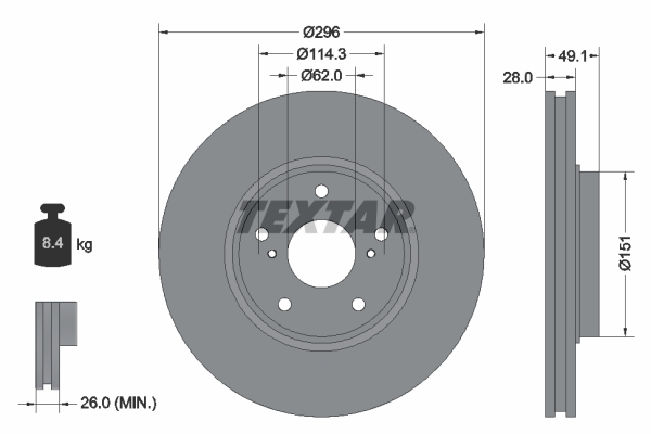 Remschijven Textar 92185403