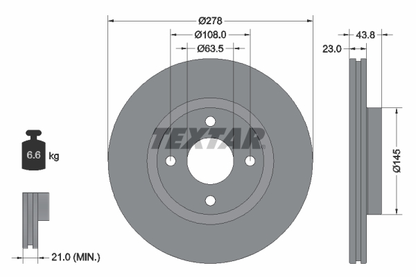 Remschijven Textar 92303203