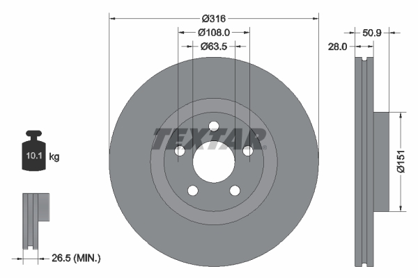 Remschijven Textar 92317203