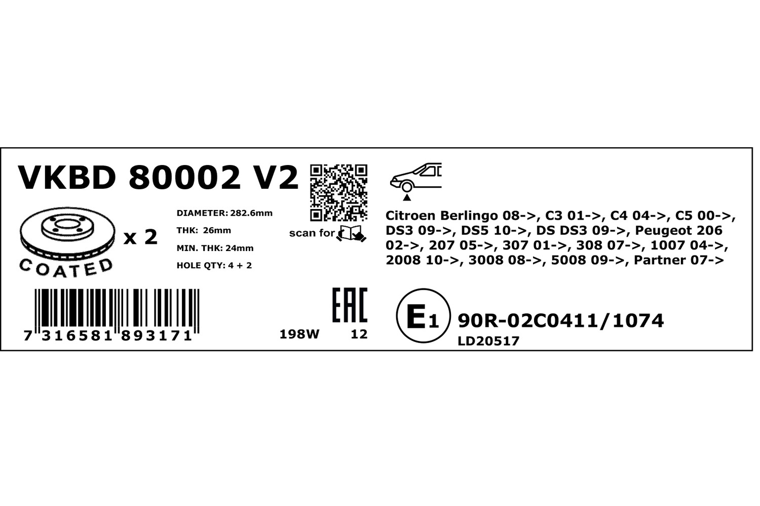 SKF Remschijven VKBD 80002 V2