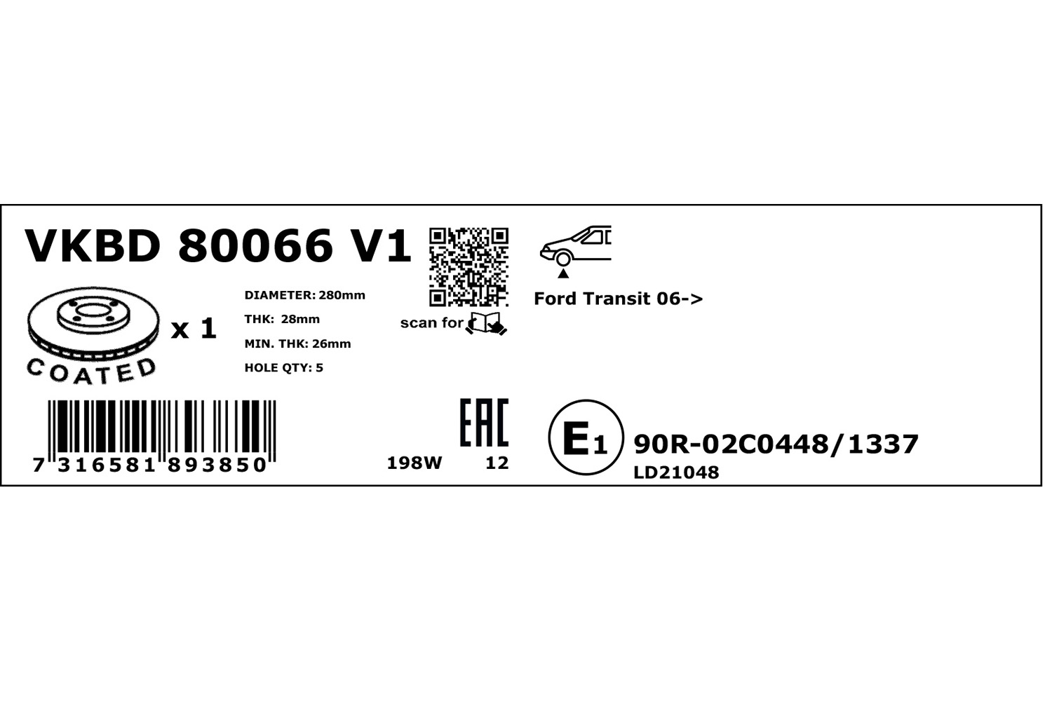 SKF Remschijven VKBD 80066 V1
