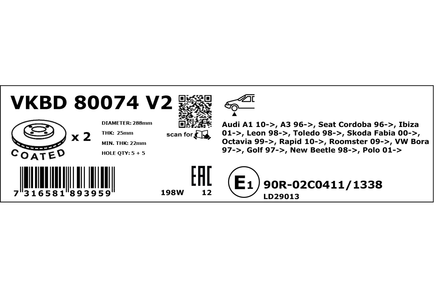 SKF Remschijven VKBD 80074 V2