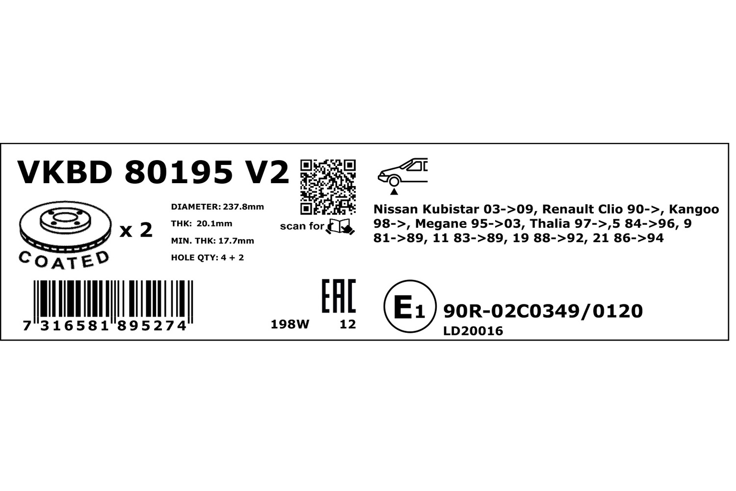 SKF Remschijven VKBD 80195 V2