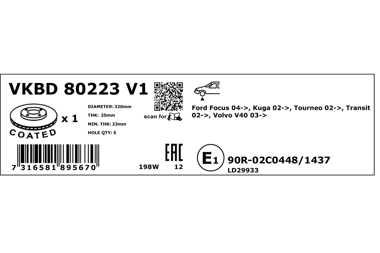 SKF Remschijven VKBD 80223 V1