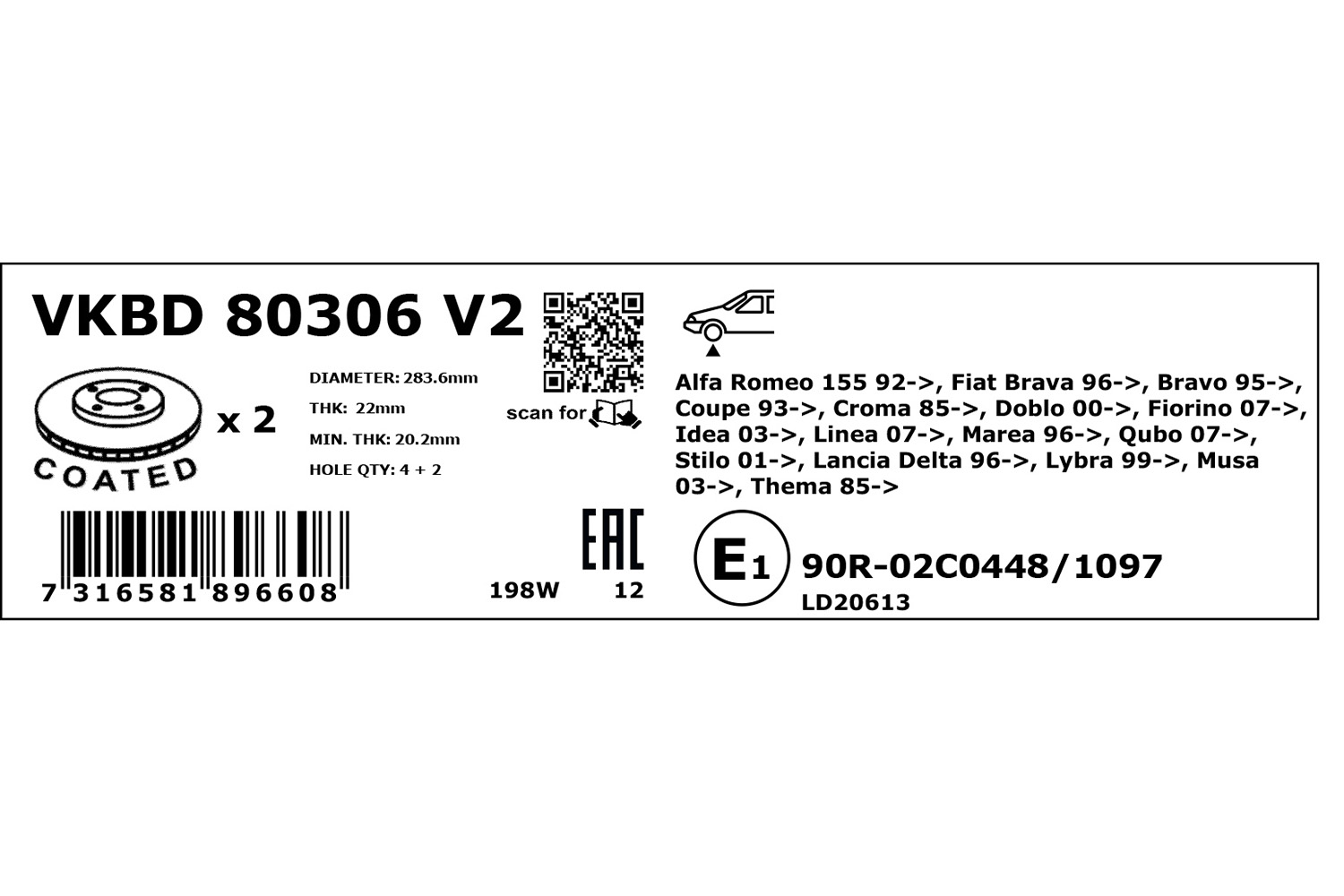 SKF Remschijven VKBD 80306 V2