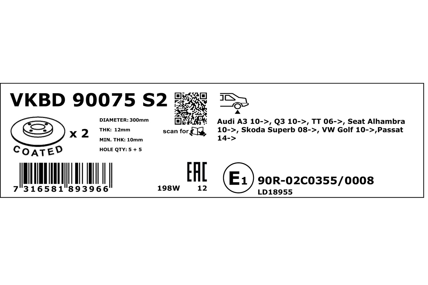 SKF Remschijven VKBD 90075 S2