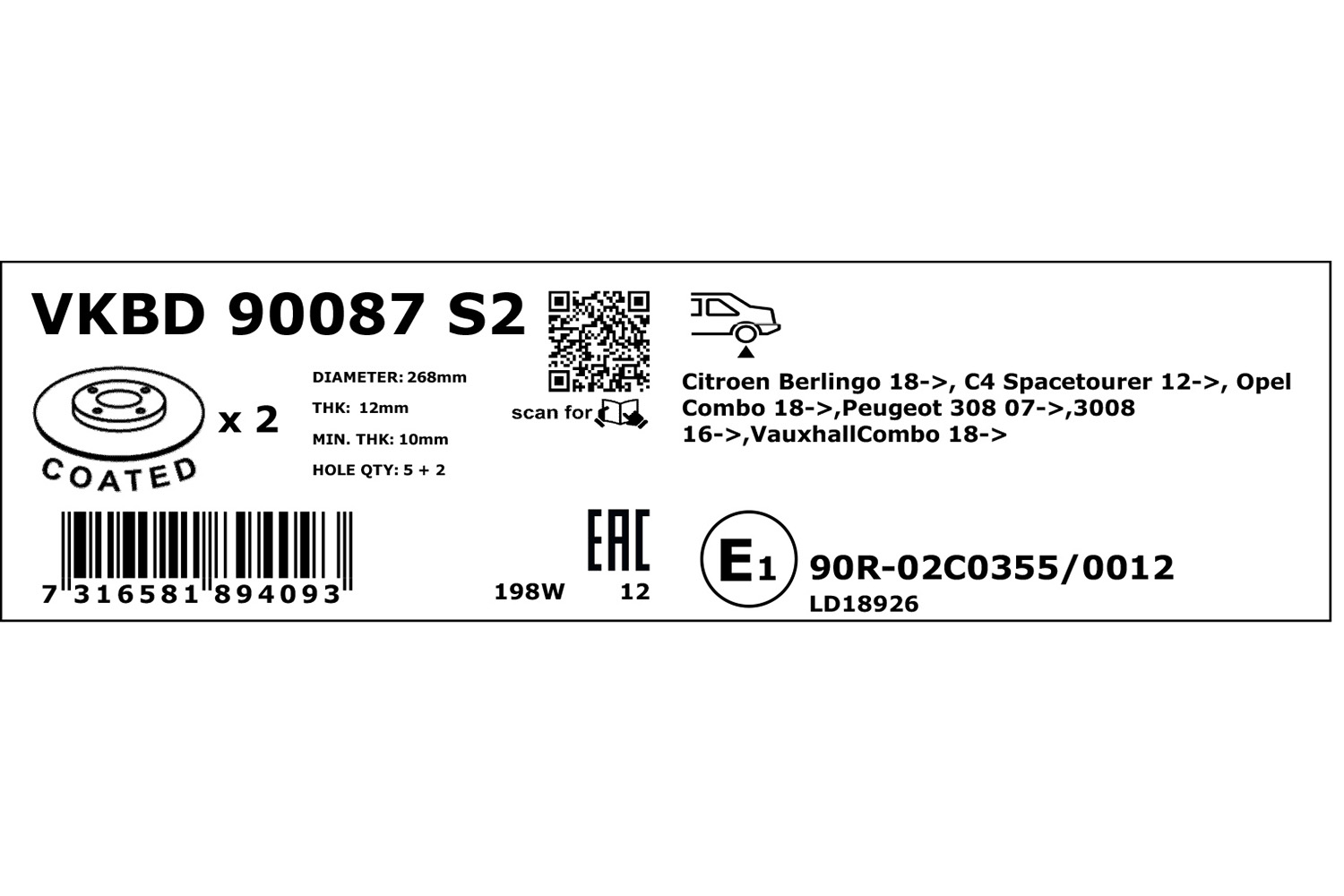 SKF Remschijven VKBD 90087 S2