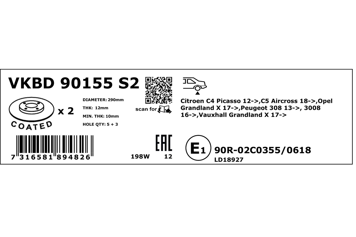 SKF Remschijven VKBD 90155 S2