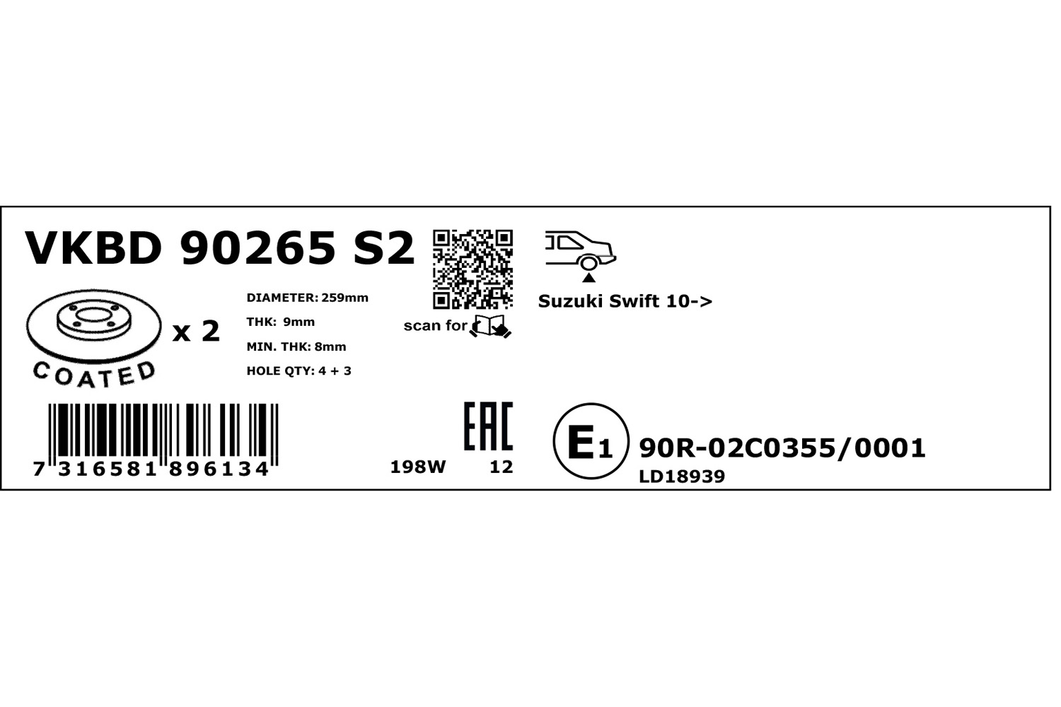 SKF Remschijven VKBD 90265 S2