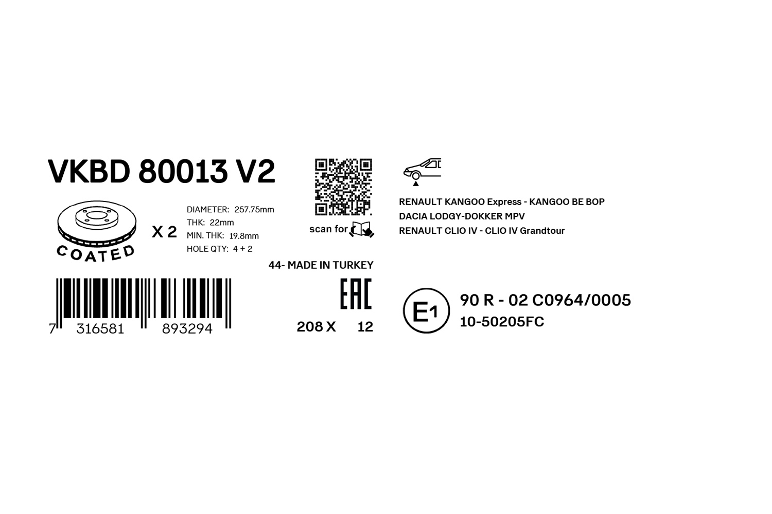 SKF Remschijf VKBD 80013 V2